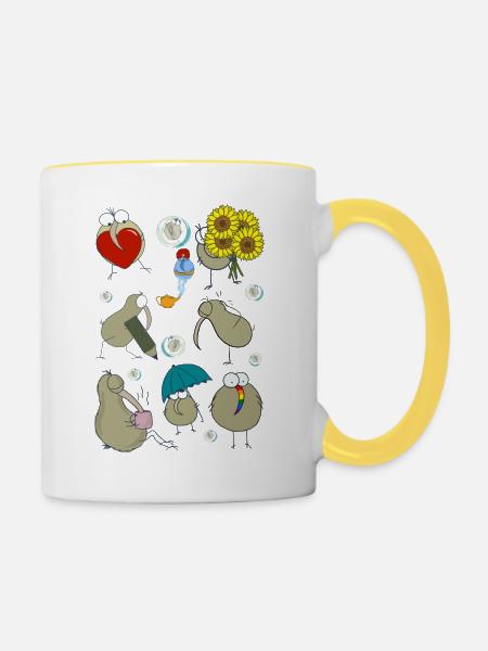 Kiwi Mix sprichwörtlich - Tasse zweifarbig - Weiß/Gelb