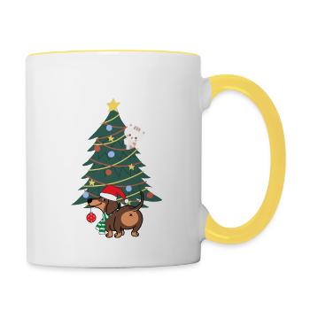 Comme chien et chat - Mug contrasté - blanc/jaune - Droite