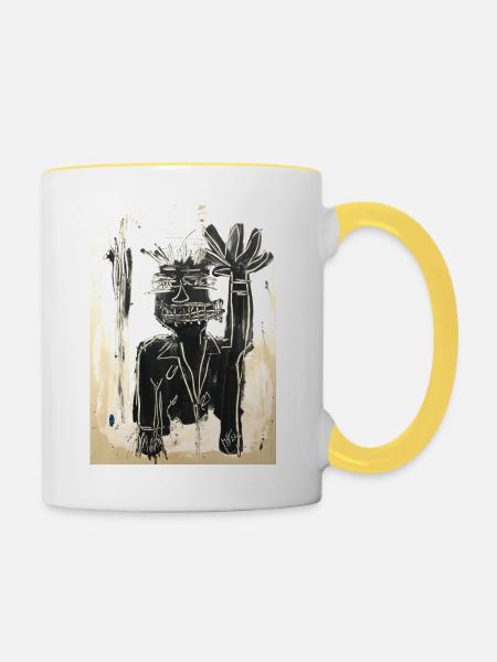 Hallo - Tasse zweifarbig - Weiß/Gelb