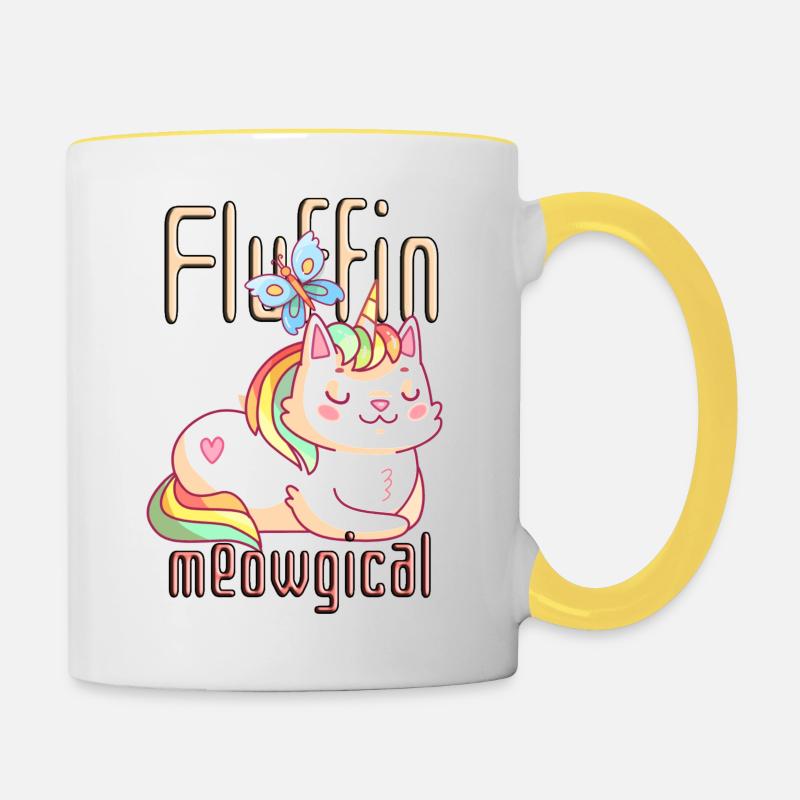 Fluffin Meowgical - Tasse zweifarbig - Weiß/Gelb