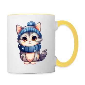 Snow kittens - Contrasting Mug - white/yellow - Right