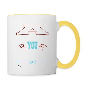 telescope birthday gift art happy christmas - Contrasting Mug - white/yellow - Right
