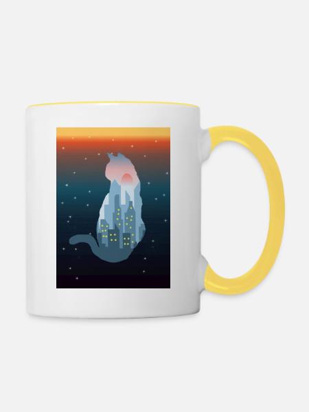 kitty - Tasse zweifarbig - Weiß/Gelb