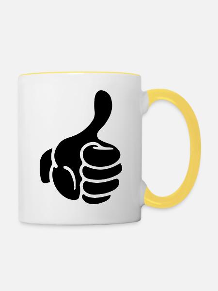 hand thumb like comic - Tasse zweifarbig - Weiß/Gelb