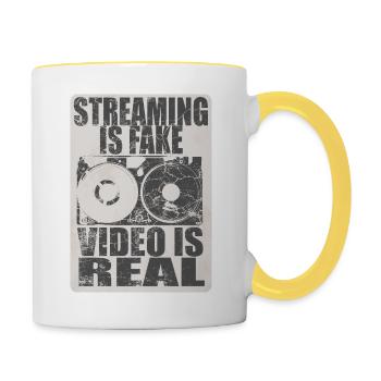 Video is real - Tasse zweifarbig - Weiß/Gelb - Rechts