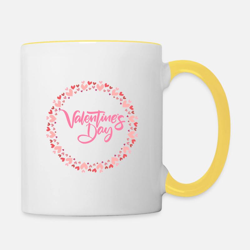 Joyeuse Saint-Valentin : un design pour l’amour - Mug contrasté - blanc/jaune