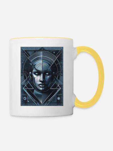 Spaceman Blaues Gesicht - Tasse zweifarbig - Weiß/Gelb