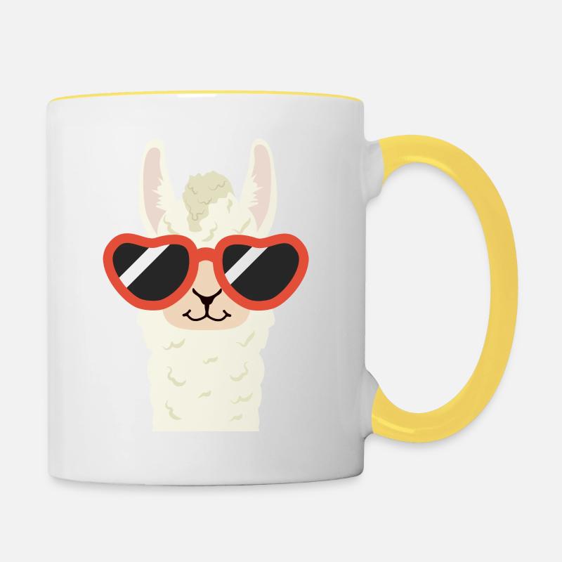 Coole Lama - Tasse zweifarbig - Weiß/Gelb
