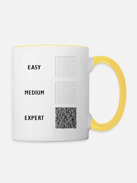 PUZZLE FUN! - Griller eng - Tasse zweifarbig - Weiß/Gelb