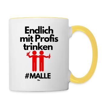 Malle Enfin boire avec des professionnels - Mug contrasté - blanc/jaune - Droite