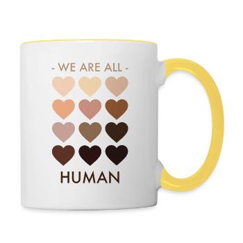 We are all human - Contrasting Mug - white/yellow - Right