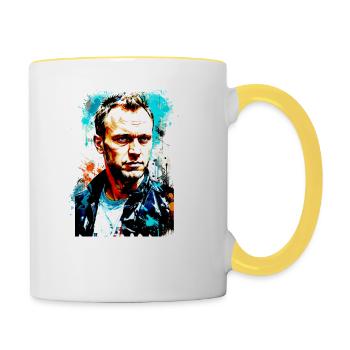hero,nawalny,graffiti,flagge,russland - Tasse zweifarbig - Weiß/Gelb - Rechts