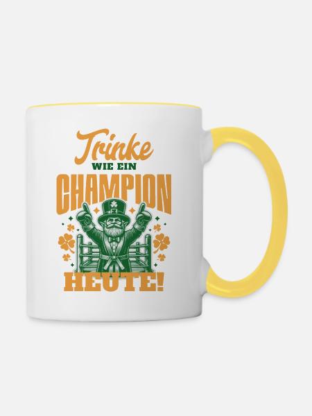 Drink Like a Champion Today - Tasse zweifarbig - Weiß/Gelb
