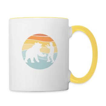 I Was Fighting A Bear Surgery Broken Arm Injury - Contrasting Mug - white/yellow - Right
