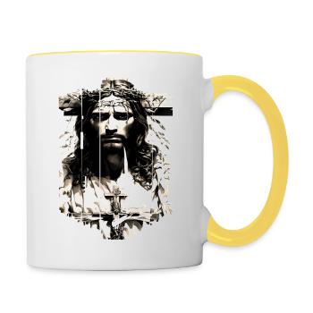 Jésus Bible Religion Chrétienne Croix Chrétienne Chrétienne - Mug contrasté - blanc/jaune - Droite