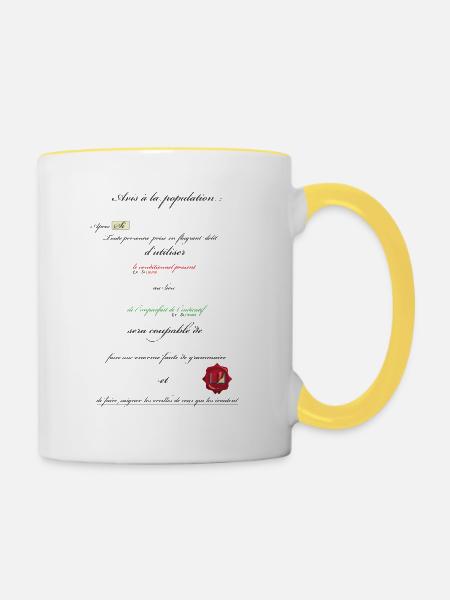 Grammatik - Tasse zweifarbig - Weiß/Gelb