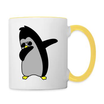 pinguin dabbing 02 - Tasse zweifarbig - Weiß/Gelb - Rechts