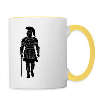 Römischer Centurio-Offizier - Tasse zweifarbig - Weiß/Gelb - Rechts