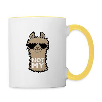 Nicht mein Prob Lama Ruhestand Prob-Llama im Ruhestand - Tasse zweifarbig - Weiß/Gelb - Rechts