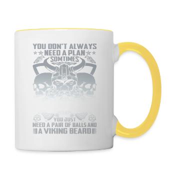 Scandinavie nordique rétro viking mythologie mystique - Mug contrasté - blanc/jaune - Droite