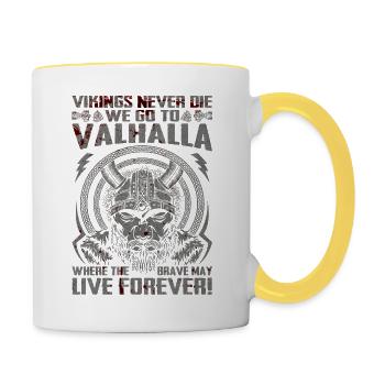 Nordic scandinavia retro viking mystical mythology - Contrasting Mug - white/yellow - Right
