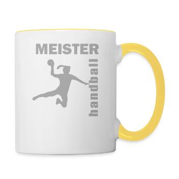 Frauenhandball Meister 2024 Handball - Tasse zweifarbig - Weiß/Gelb - Rechts