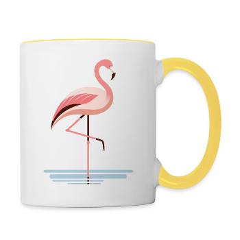 Flamingo in the water - Contrasting Mug - white/yellow - Right