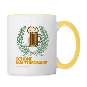 Drôle de bière dicton design - Mug contrasté - blanc/jaune - Droite