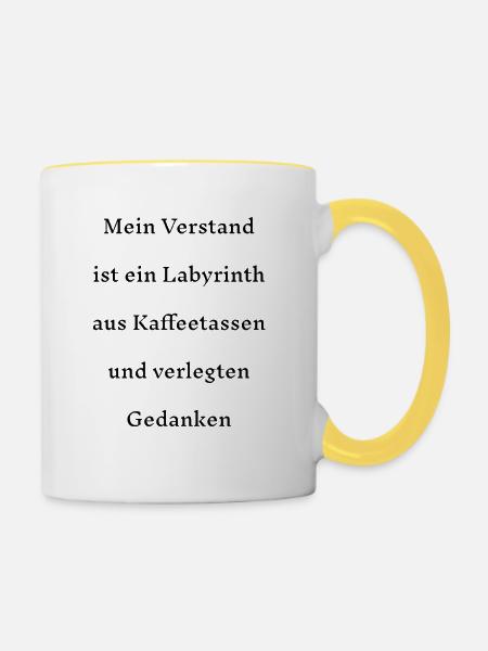 Gedankensprüche - Tasse zweifarbig - Weiß/Gelb