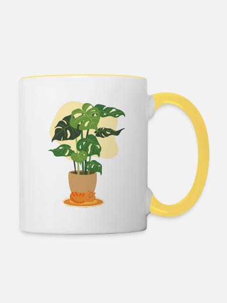 Trösten - Tasse zweifarbig - Weiß/Gelb