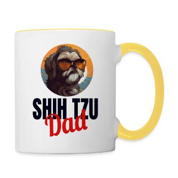 Shih Tzu Löwenhunde Chrysanthemenhund Shih Tzu - Tasse zweifarbig - Weiß/Gelb - Rechts