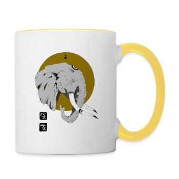 Elefant - Tasse zweifarbig - Weiß/Gelb - Rechts