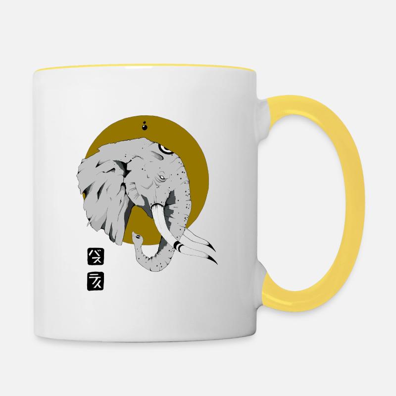 Elefant - Tasse zweifarbig - Weiß/Gelb
