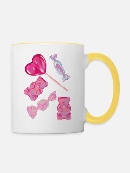 Süßigkeiten Candy - Tasse zweifarbig - Weiß/Gelb