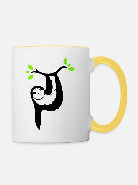 faultier 02 - Tasse zweifarbig - Weiß/Gelb