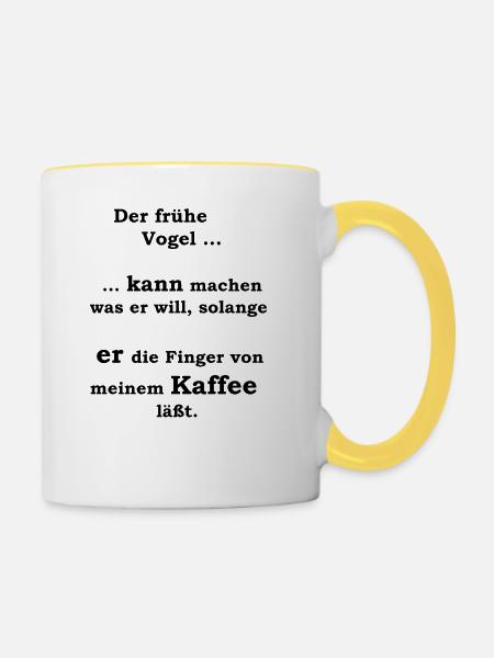 Der frühe Vogel - Tasse zweifarbig - Weiß/Gelb