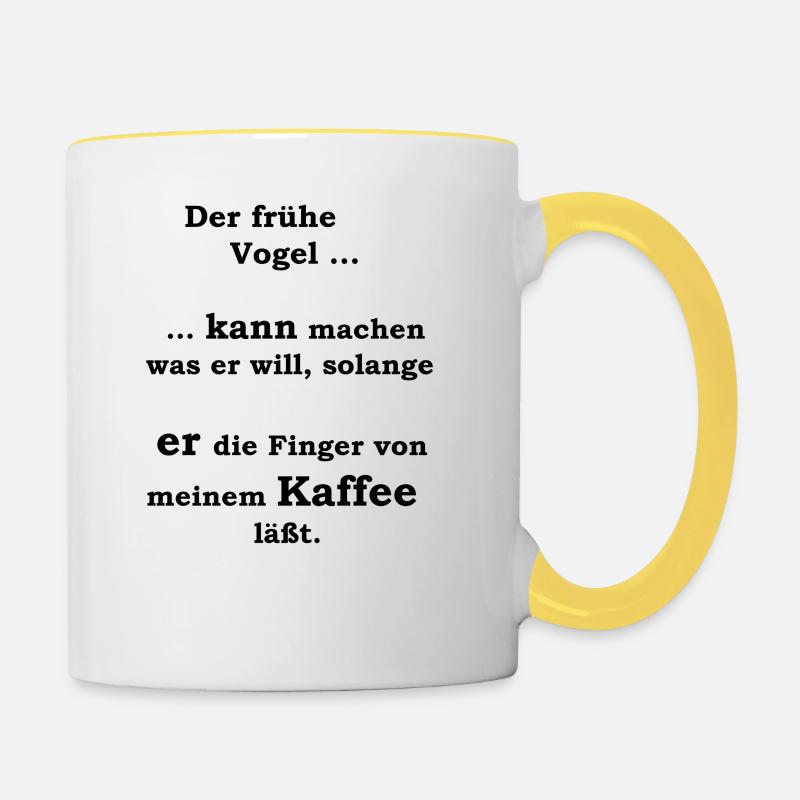 Der frühe Vogel - Tasse zweifarbig - Weiß/Gelb