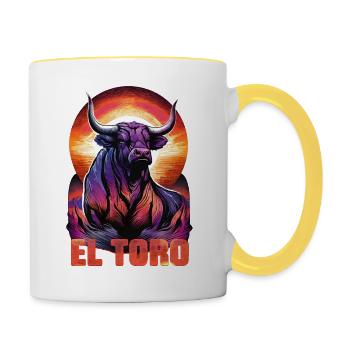 Viva el Toro, Taureau contre tauromachie - Mug contrasté - blanc/jaune - Droite