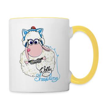 Wolly Sheepling gambles - Contrasting Mug - white/yellow - Right