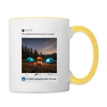 Camping is fun - Tasse zweifarbig - Weiß/Gelb - Rechts