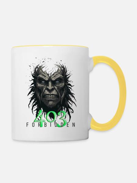 Fehlercode 403 - Forbidden - Tasse zweifarbig - Weiß/Gelb
