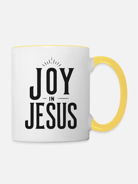 Freude an Jesus - Tasse zweifarbig - Weiß/Gelb