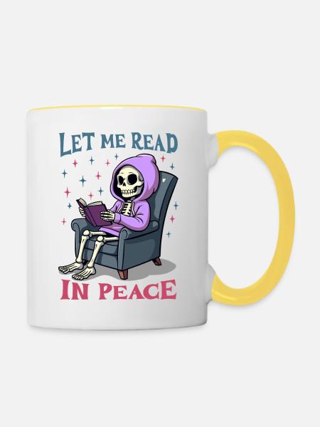 Laisse-moi lire en paix - Mug contrasté - blanc/jaune