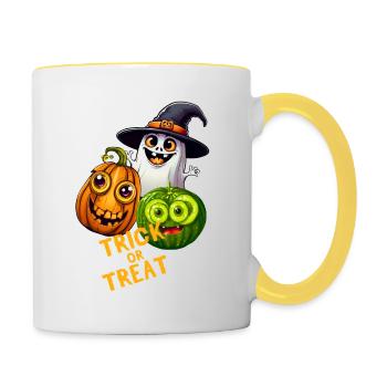 Trick or Treat- Spooky and Silly - Contrasting Mug - white/yellow - Right