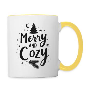 Joyeux et confortable - Mug contrasté - blanc/jaune - Droite