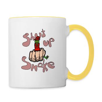 shut up snake - Tasse zweifarbig - Weiß/Gelb - Rechts