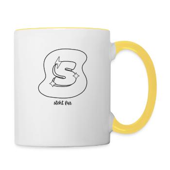 Chemise de coloriage : Lettre S - Concevez votre nom - Mug contrasté - blanc/jaune - Droite
