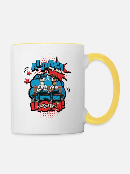 High Spirits - Alpakas im Chill-Modus - Tasse zweifarbig - Weiß/Gelb