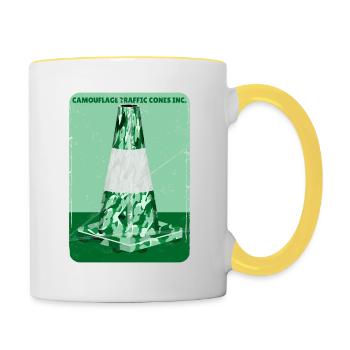 Tarnung grüner Straßenkegel - Tasse zweifarbig - Weiß/Gelb - Rechts