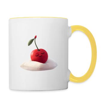 Kirsche - Tasse zweifarbig - Weiß/Gelb - Rechts